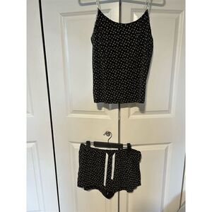 Calvin Klein Women's L Black Polka Dot Sleepwear Set - Tank Top & Shorts